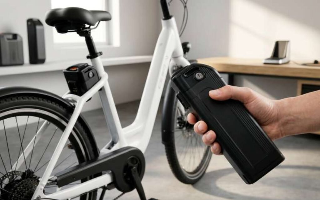 vélo électrique en montée avec charge sur route vallonnée