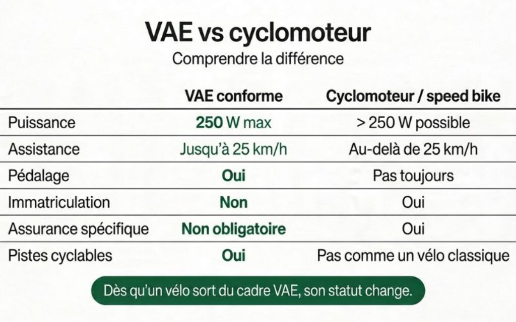 Différences entre VAE et cyclomoteur
