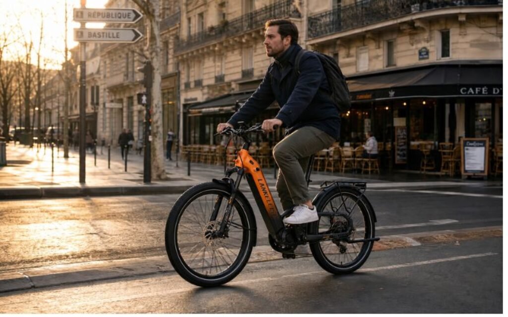 LANKELEISI KETT-8 utilisé pour un trajet quotidien dans une rue française